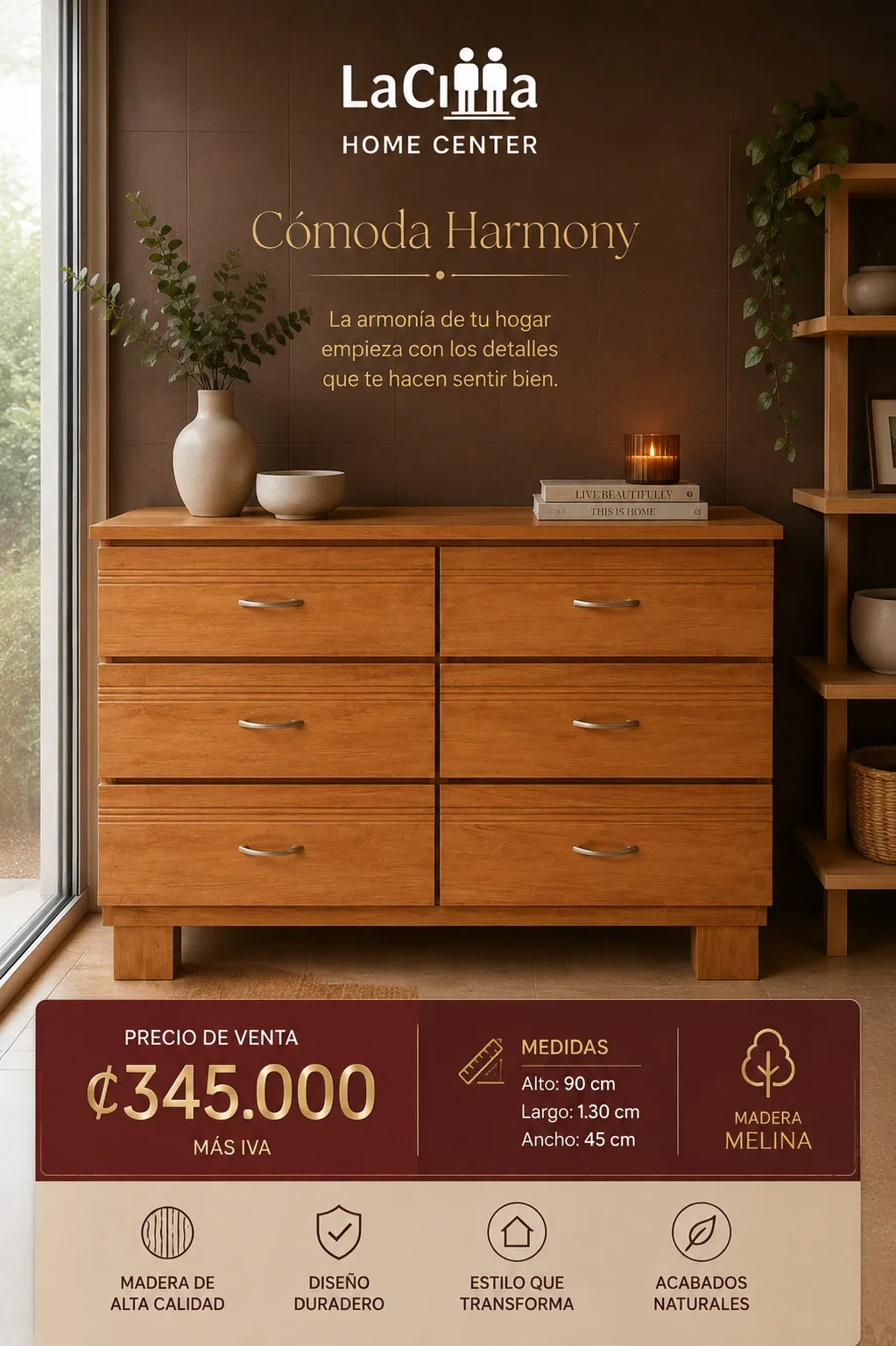 Cómoda Harmony tono Madera